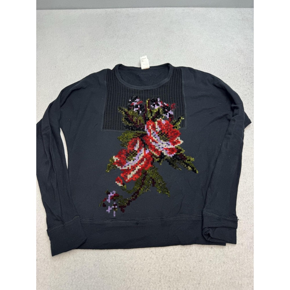 Jean Paul Gaultier Soleil Fuzzi Top Women's Medium Black Floral Rose Mesh
